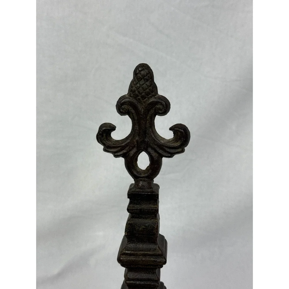 Cast Iron Fleur De Lis‎ Finial Statue Bookend Shelf Decor Accent Piece